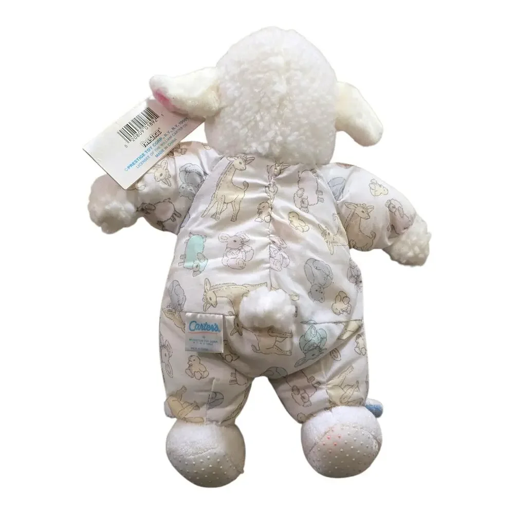 NOS Vintage Carters Prestige Plush Lamb Rattle Bunny Slippers Baby Toy #1892
